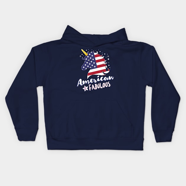 American & Fabulous Unicorn Kids Hoodie by zeno27